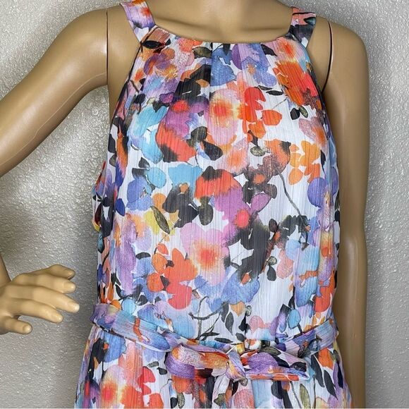 Ignite Evenings Halter Neck Floral High Low Maxi Dress Pink Purple Orange 16 - Picture 3 of 14